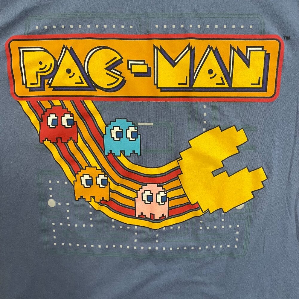 Pac-Man Men's Large Blue Gray Short Sleeve T-Shirt - Picture 2 of 4